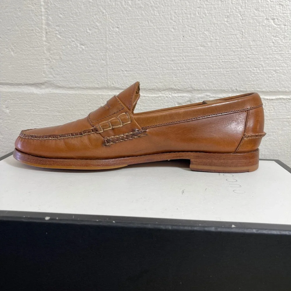 LL Bean Signature Brown Leather Penny Loafers Slip On Dress Shoes Men's 9.5 D